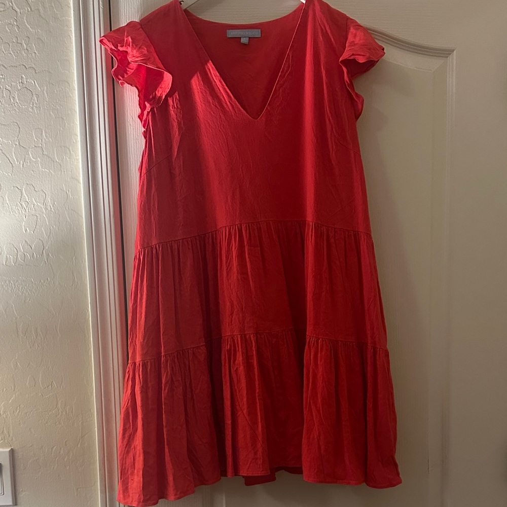 Hot Pink V-Neck Antonio Melani Tiered Dress